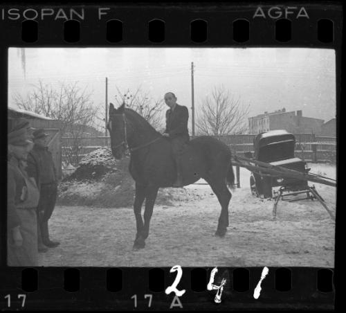 Mr. Elefant, Transport Department administrator, on a horse