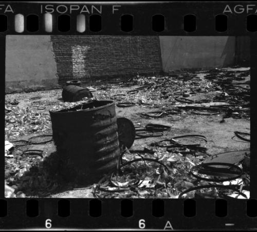 View of rubble left behind in the ghetto after massive deportation