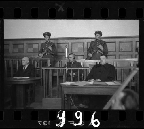 Hans Biebow, former head of the Lodz Ghetto's German administration, during his trial