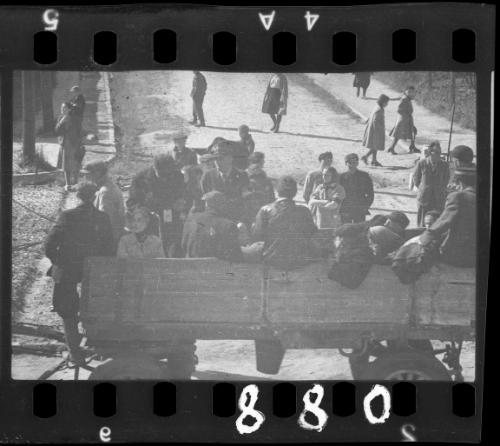 Residents being deported by wagon from the ghetto
