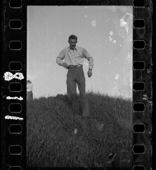 Man walking down the hill