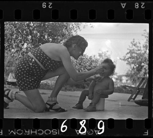 Mother feeding a baby