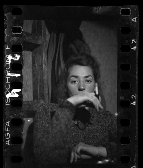 Portrait of Stefania Schoenberg, covering her mouth