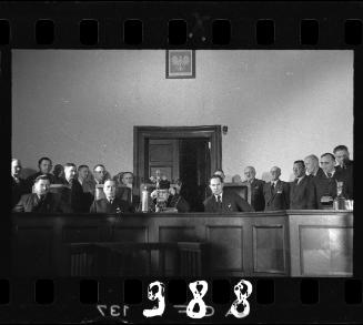 Panel of Judges at the trial of Hans Biebow, former head of the Lodz Ghetto's German administration
