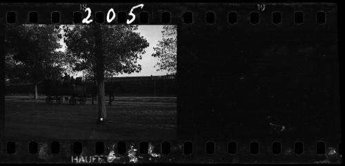 A horse-drawn wagon carrying residents being deported from the ghetto