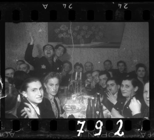 Residents celebrating at a wedding reception in the ghetto