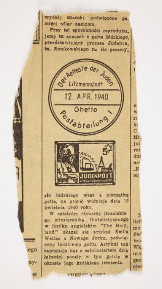 Newspaper clipping with Ross's Judenpost stamp