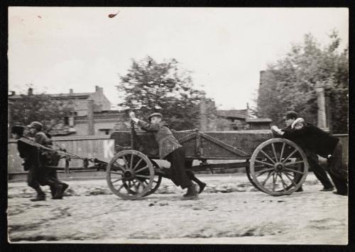 Boys pushing cart, Lodz Ghetto