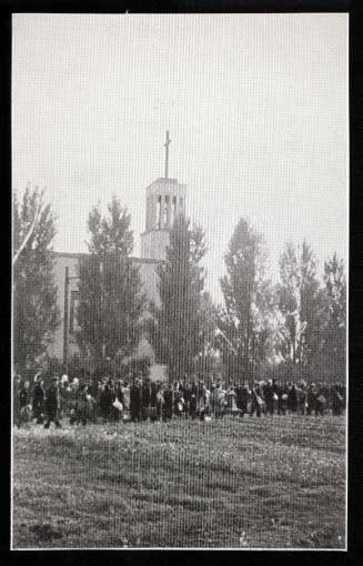 Mass deportation past Christian church