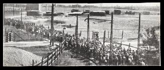 Throng of deportation aerial view