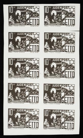 Judenpost Litzmannstadt Ghetto stamp 10pf - 10 stamps (of Chaim Rumkowski)