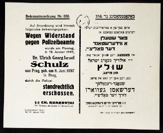 Announcement No. 356: Concerning Schulz, who was shot to death by police due to resistance