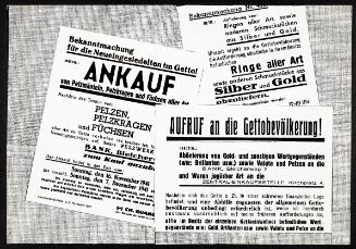 Montage of announcements ANKAUF re: the confiscation of furs and jewelry, etc.