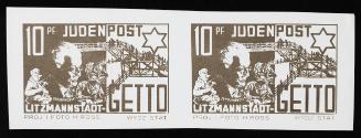Judenpost Litzmannstadt Ghetto stamp 10pf - 2 stamps (of Chaim Rumkowski)