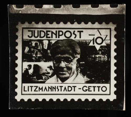 Judenpost Litzmannstadt Ghetto stamp 10pf (of Chaim Rumkowski)