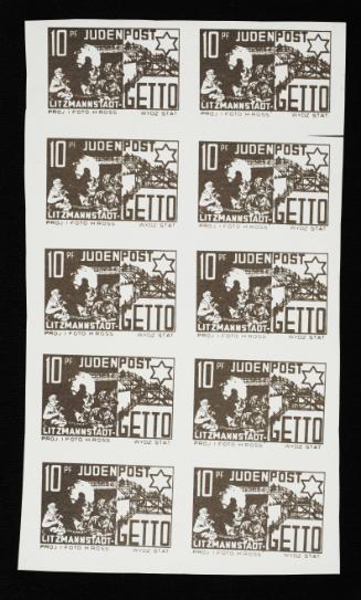 Judenpost Litzmannstadt Ghetto stamp 10pf - 10 stamps (of Chaim Rumkowski)