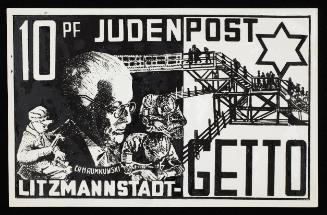 Judenpost Litzmannstadt Ghetto stamp 10pf (of Chaim Rumkowski)