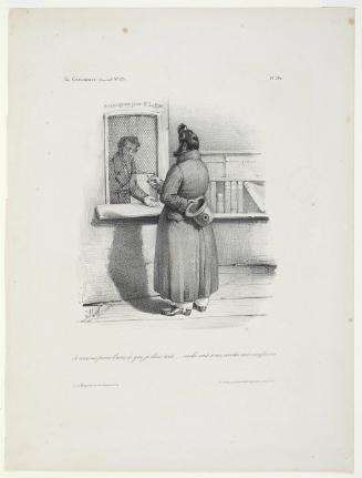 Je souscris pour l’ami à qui je doit tout...voilà cent sous, rendez-moi cinq francs. Plate 260 from La Caricature No. 125, March 28, 1833