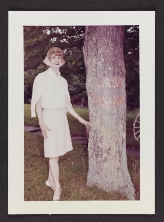 [Marilyn by the Casa Susanna tree, Hunter, NY]
