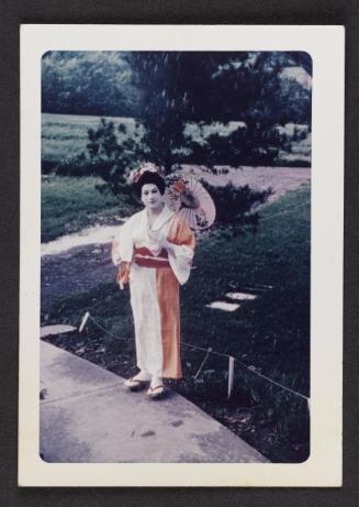 [Gail in the garden dressed as a geisha, location unknown]
