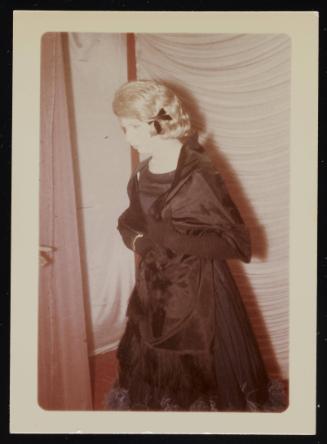 [Blonde wearing a black gown, shawl and gloves, Chevalier d'Eon, Hunter, NY]
