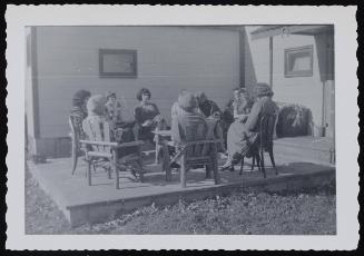 [Sitting outside at October meeting with Virginia Prince, Chevalier d’Éon, Hunter, NY]
