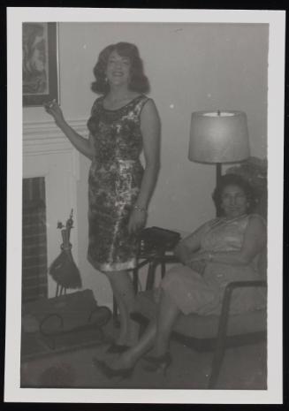 [Susanna and Marie by the fireplace (close up), Casa Susanna, Hunter, NY]
