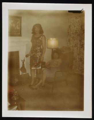 [Susanna and Marie by the fireplace, Casa Susanna, Hunter, NY]
