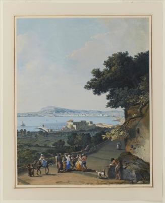View of Naples from Portici, with Peasants dancing to an Itinerant Band