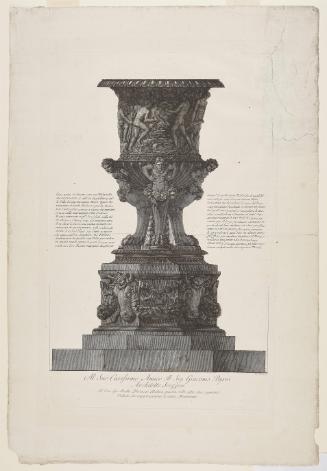 Marble vase with pedestal from Hadrian's Villa, Tivoli from Vasia, candelabri, cippi, sarcofagi, tripodi, lucerne, ed ornamenti antichi... (Vases, candelabra, grave stones, sarcophagi, tripods, lamps, and ancient ornaments)