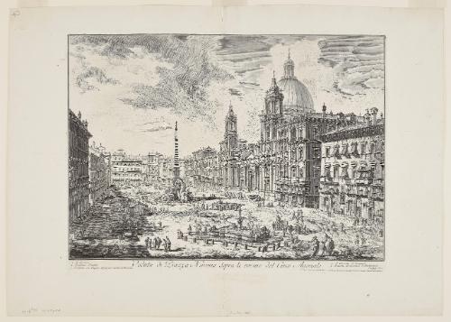 View of Piazza Navona above the ruins of the Circus of Domitian from the Vedute di Roma (Views of Rome)