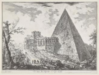 View of the pyramidal Tomb of Cestius from the Vedute di Roma (Views of Rome)
