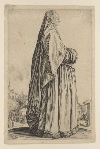 La Dame Coiffee d'un grand voil et a la Robe bordee de foumire